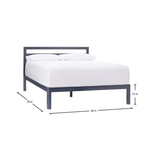 Stylewell Grandon Midnight Blue Metal Full Platform Bed With Slats 54 In W X 14 In H Thd Hbslbf F Pw The Home Depot