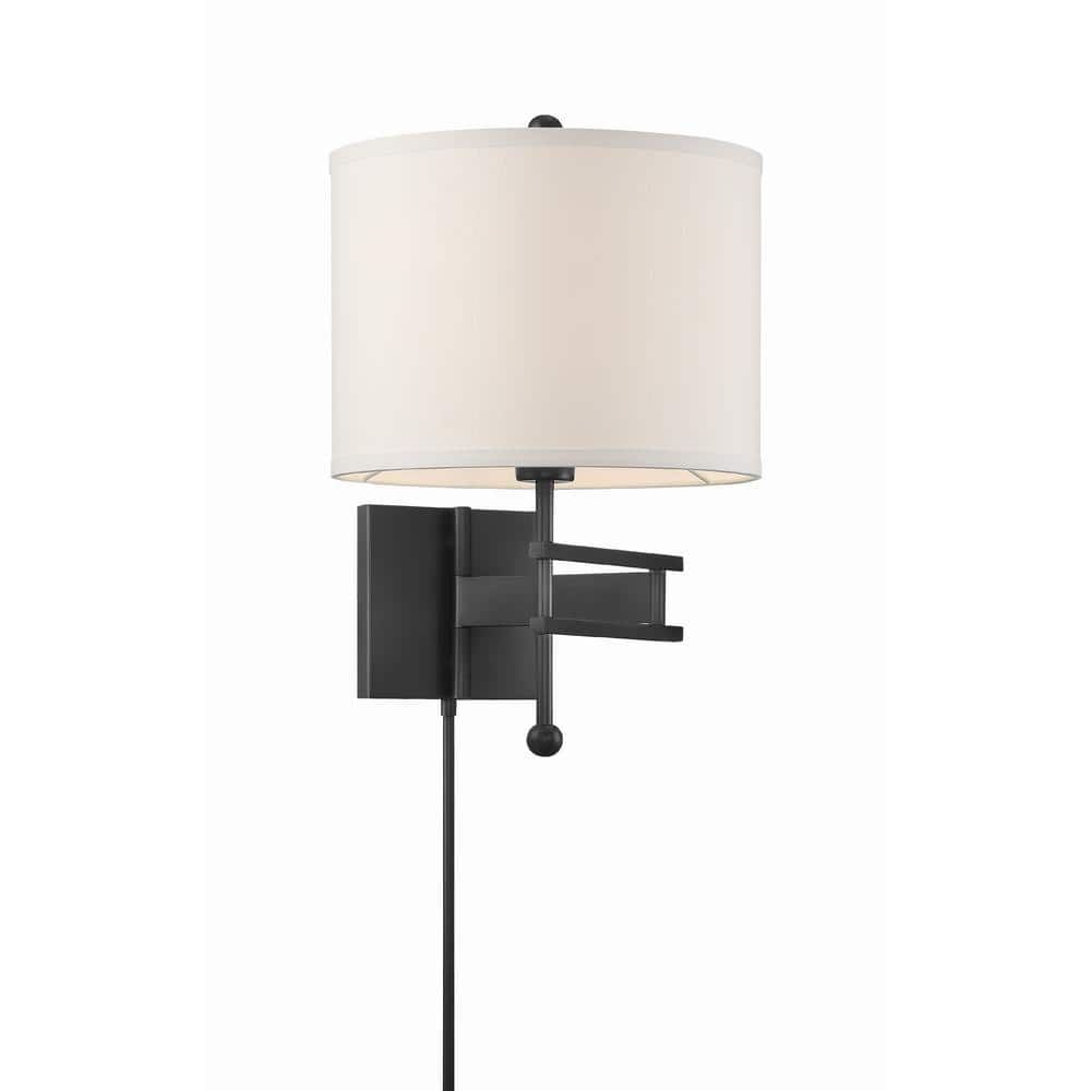 Matte Black and White Silk Dimmable Swing Arm Wall Light