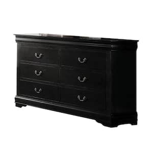 15.43 in. Black 6-Drawer Wooden Dresser Without Mirror