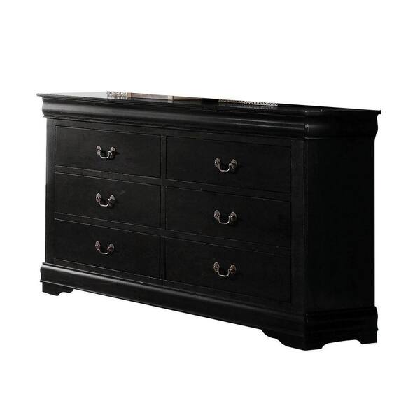 Benjara 15.43 in. Black 6Drawer Wooden Dresser Without Mirror BM185916