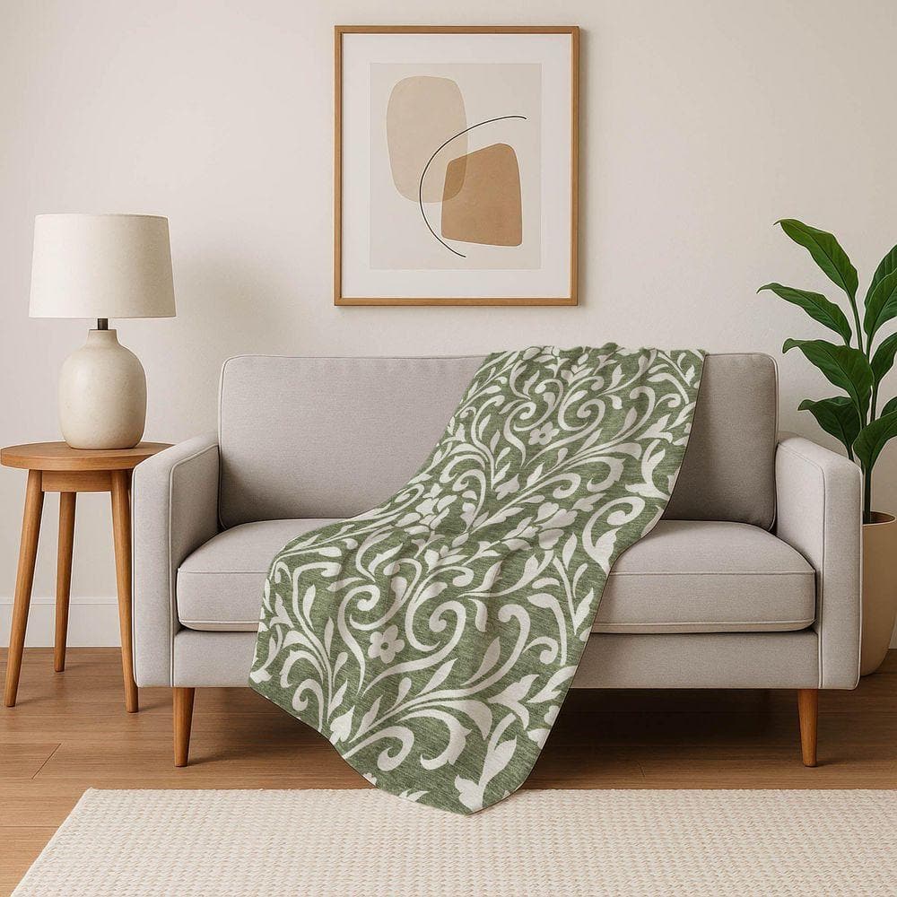UPC 199477258738 product image for Premium Machine Washable ASB875 Fern 50 in. x 70 in. Sherpa Throw Blanket | upcitemdb.com