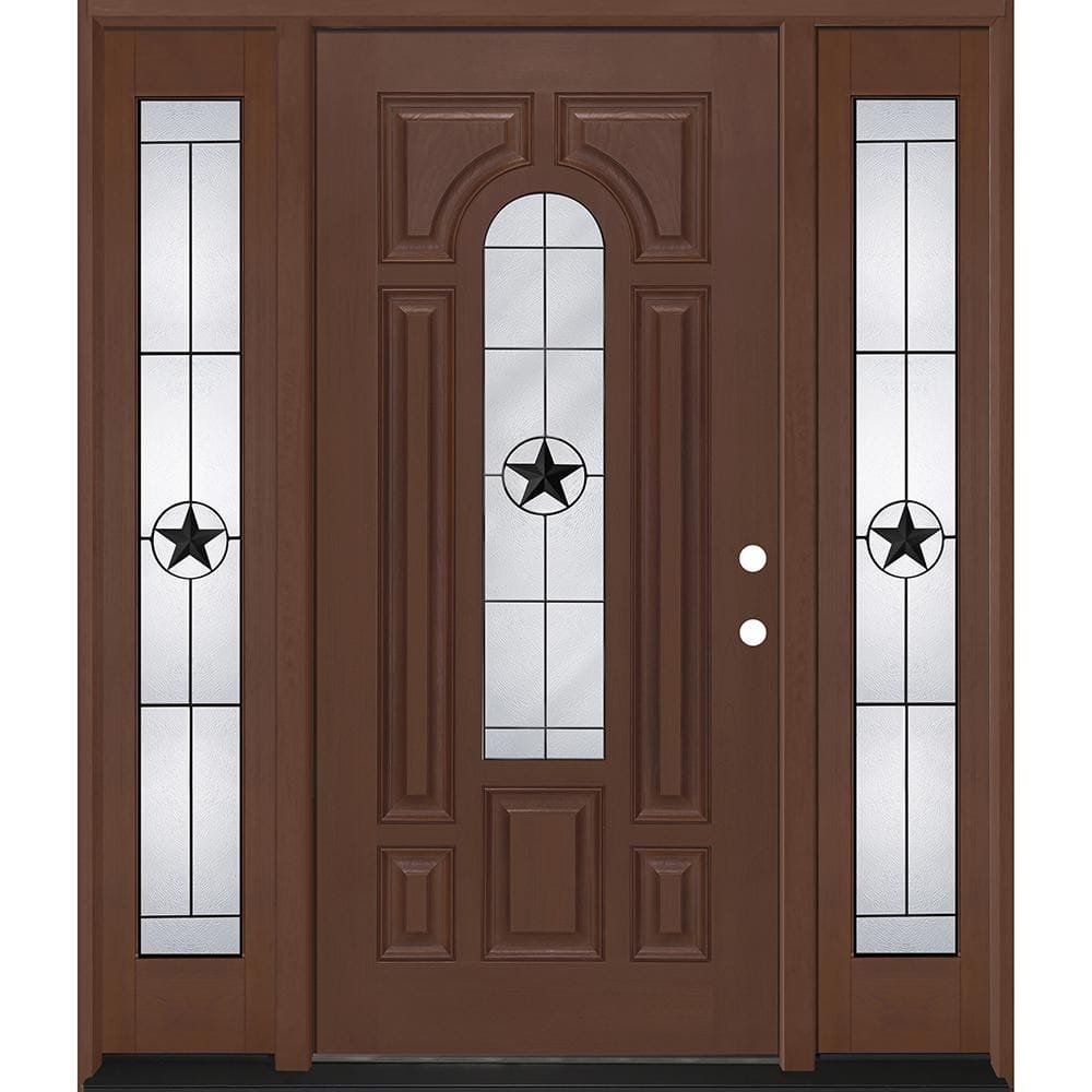 Regency 68 in. x 80 in. CenterLte Alamo Glass LHIS Chstnt Mahogany Fiberglass Prehung Front Door w/14in-Full SLs 4-9/16 price history on PriceWatchPro