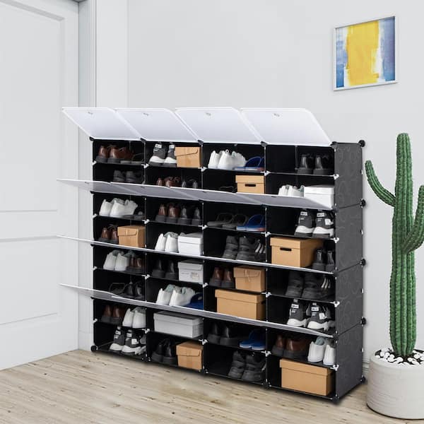 Winado 70.87-in H 12 Tier 40 Pair Black Plastic Shoe Organizer in the Shoe  Storage department at