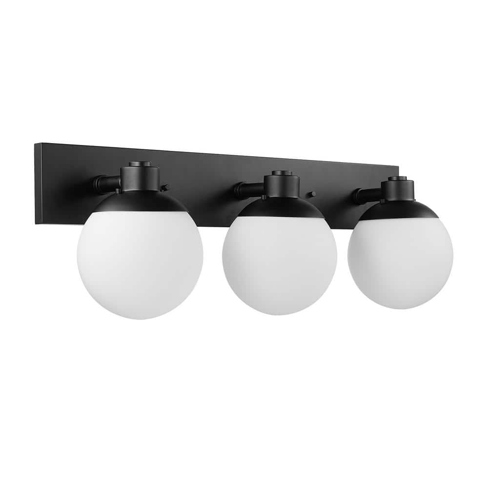 Portland 31.5 in. Dark Bronze Vanity Light with Matte White Glass Shades