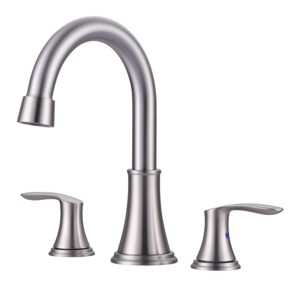 8 in. Widespread Double Handle Bathroom Faucet with Pop up Sink Drain and Corrosion Resistant in Brushed Nickel price history on PriceWatchPro