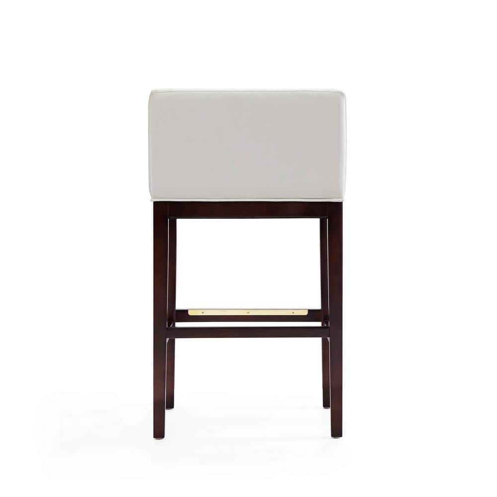 Figeac Mid-Century Beech Wood Barstool in Dark Walnut and Ivory
