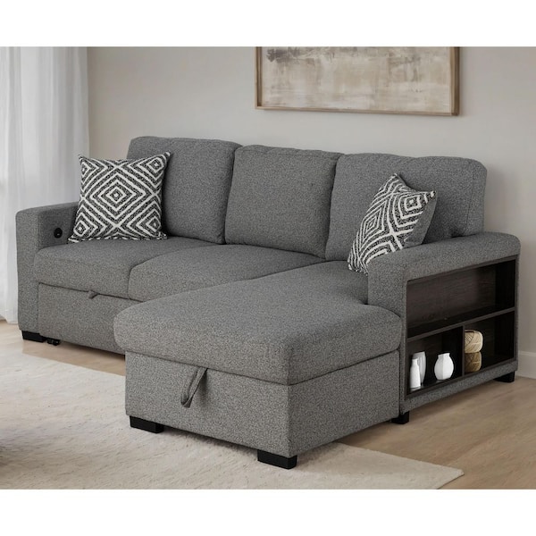 Furniture of America Selena 93 in. Track Arms Fabric Upholstered L