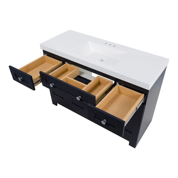 Glacier Bay Everdean 49 in. Single Sink Deep Blue Bath Vanity with