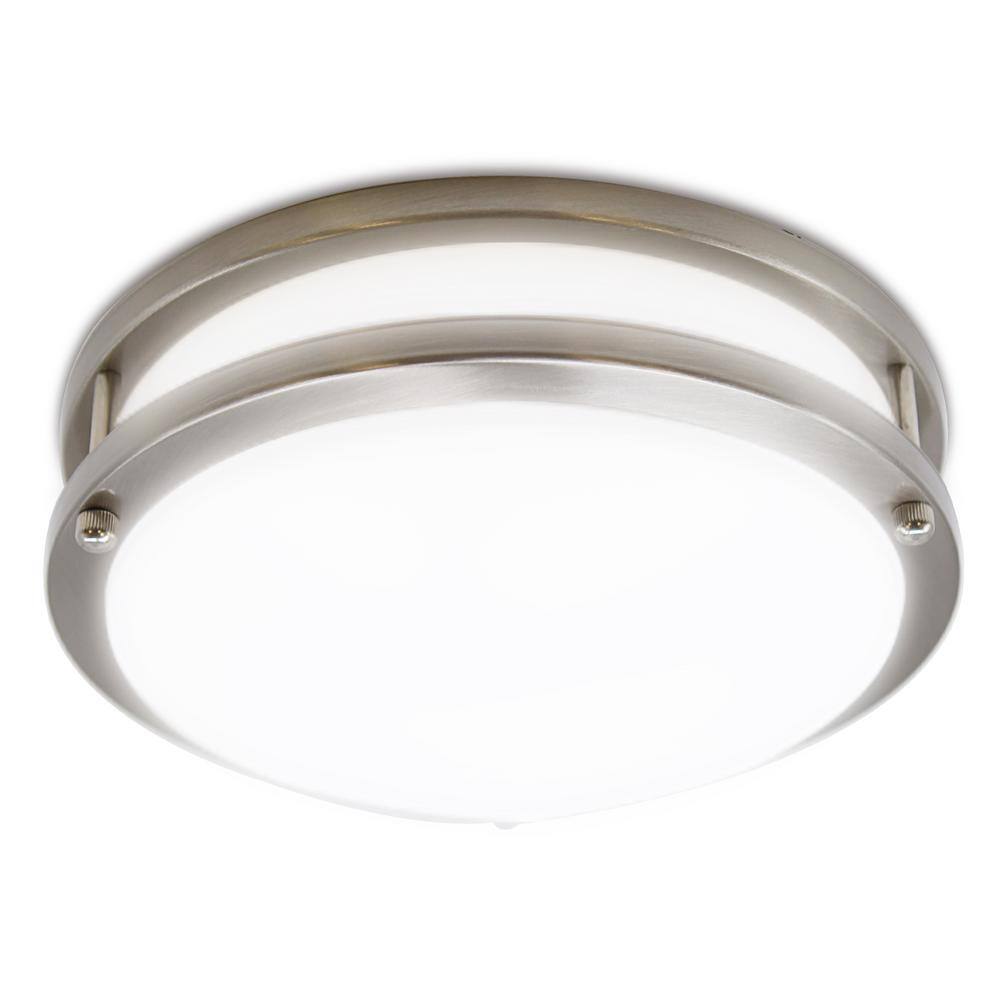 Sleek Modern 14" LED Flush Mount Ceiling Light in Brushed Nickel