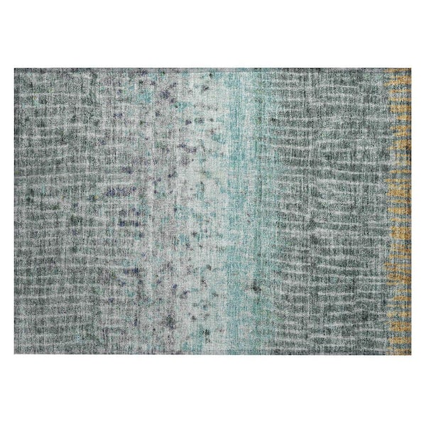 Chantille Machine Washable Indoor/Outdoor Abstract ACN2406 Teal 2 ft. x 3 ft. Accent Rug