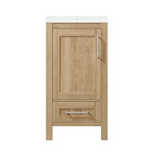 Kansas 18 in. W x 16 in. D x 34.5 in. H Bath Vanity in White Oak with Ceramic White Vanity Top with White Basin