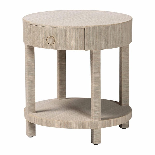 bali & pari Sadia Natural Grasscloth 1-Drawer Nightstand