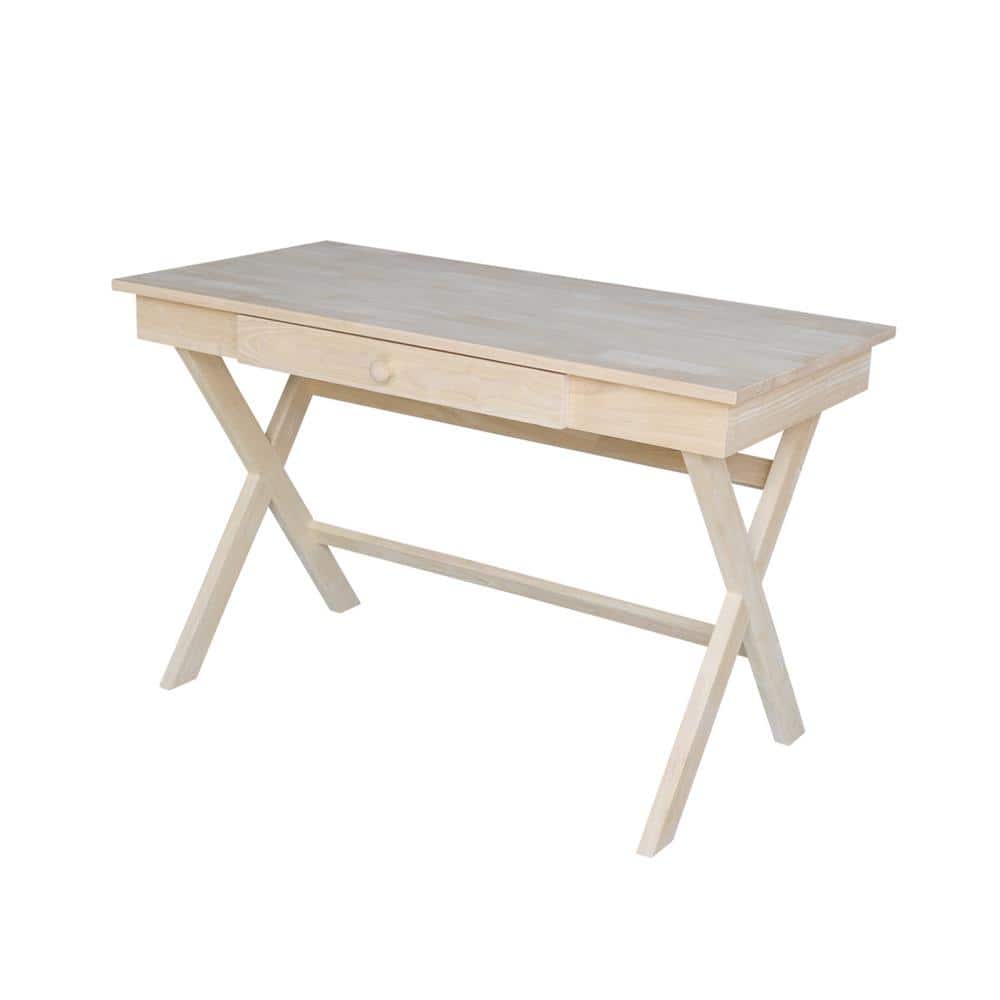 Unfinished Parawood Cross Leg Desk with Drawer