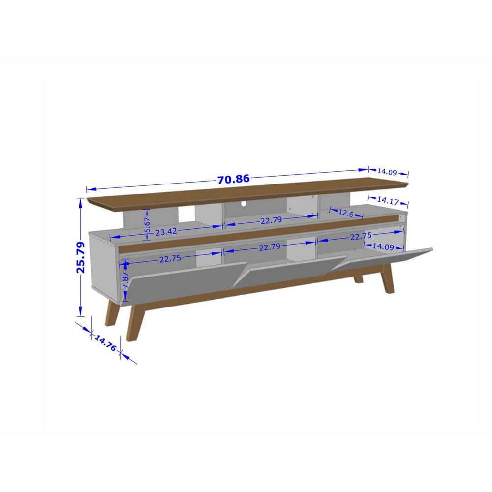 Mid-Century Modern Off White and Cinnamon TV Stand with Storage