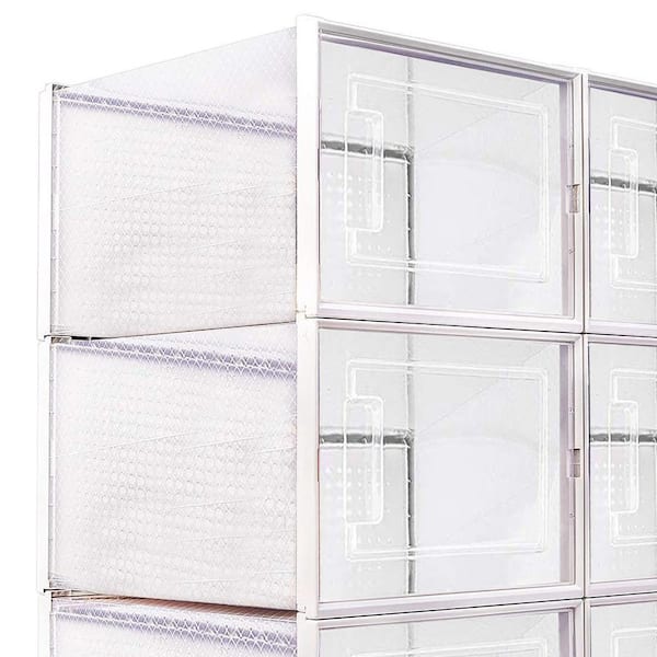 Dropship Storage Shoe Box; Foldable Clear Sneaker Display Box; Stackable  Storage Bins Shoe Container Organizer; 6 Pack - White; X-Large to Sell  Online at a Lower Price