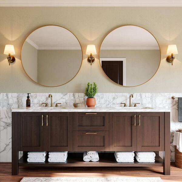ZXDDMS 36 in. W x 36 in. H Round Aluminum Framed Wall Bathroom
