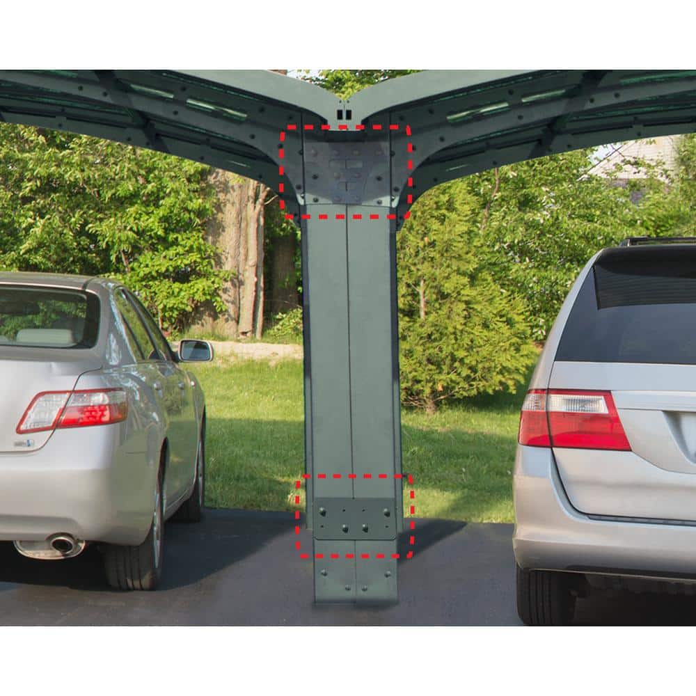 Arizona Breeze Gray Double Wing Carport with Solid Roof Panels