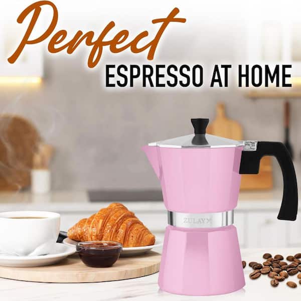 Zulay Kitchen 6-Cup Premium Moka Pot Stovetop Espresso Maker (Pink