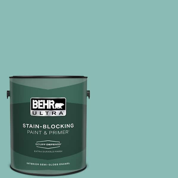 BEHR ULTRA 1 gal. #T14-1 Ocean Liner Extra Durable Semi-Gloss Enamel Interior Paint & Primer