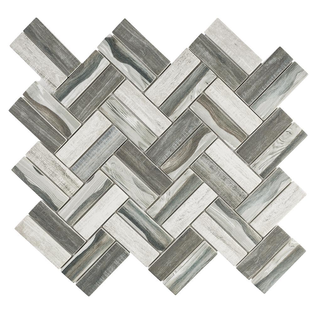 Ecoglassify wooden Gray 11.11 in. x 12.52 in. Herringbone Matte Glass Mosaic Tile (9.7 sq. ft./Case) price history on PriceWatchPro