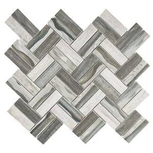 Ecoglassify wooden Gray 11.11 in. x 12.52 in. Herringbone Matte Glass Mosaic Tile (9.7 sq. ft./Case)