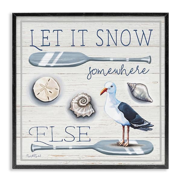 Stupell Industries Snow Somewhere Else by Elizabeth Tyndall 1 Piece Framed Graphic Print Animal Poster Art Print 12 in. x 12 in.