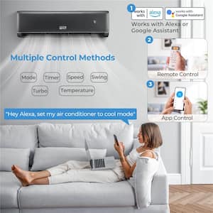 12000 BTU 1 Ton Wi-Fi Enabled Mini Split Air Conditioner and Heater with Heat Pump