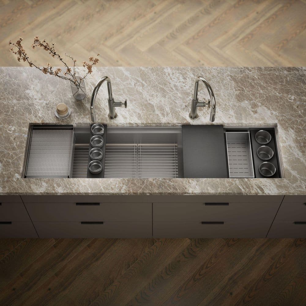 KOHLER Synthos 3-Piece Paper Composite Workstation Prep Bowl Sink ...