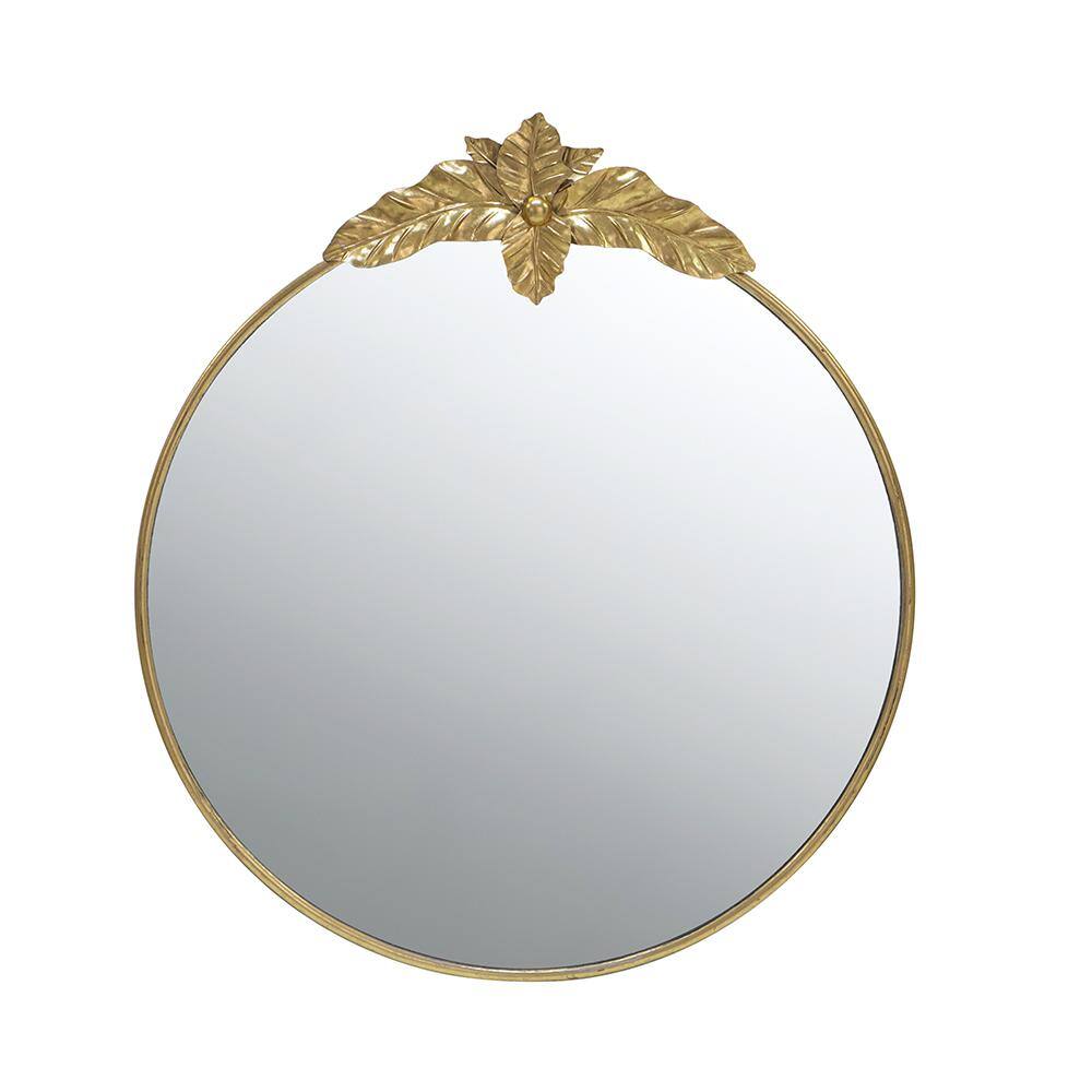 Gold 36 in W x 41 in. H Art Deco Round Iron Framed Mirror Wall Mirror Bathr