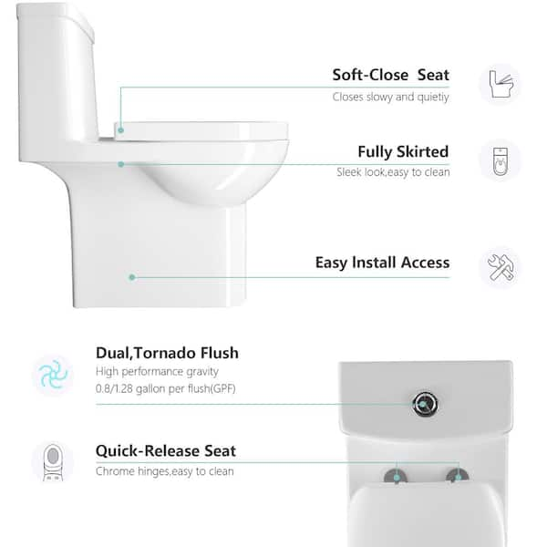 Reviews For Dimakai 12 In Rough In 1 Piece 1 6 Gpf Side Left Dual Flush Elongated Siphonic Jet Toilet In White Seat Included Dk 9073 Sld134 The Home Depot