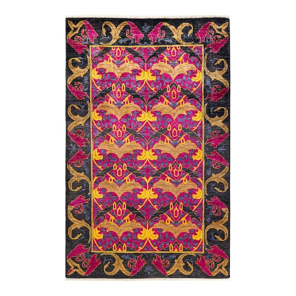 Solo Rugs Arts and Crafts One-of-a-Kind Contemporary Purple 5 ft. 0 in. x 7 ft. 10 in. Floral Area Rug
