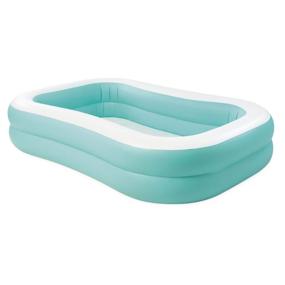 Aqua and White Rectangular Inflatable Family Pool, 90" x 60" x 19"