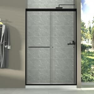 Victoria 44-48 in. W x 72 in. H Sliding Framed Shower Door in Matte Black Finish with Clear SGCC Tempered Glass