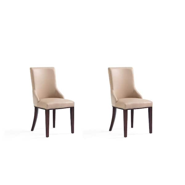 Manhattan Comfort Shubert Tan Faux Leather and Velvet Dining Chair (Set of 2)