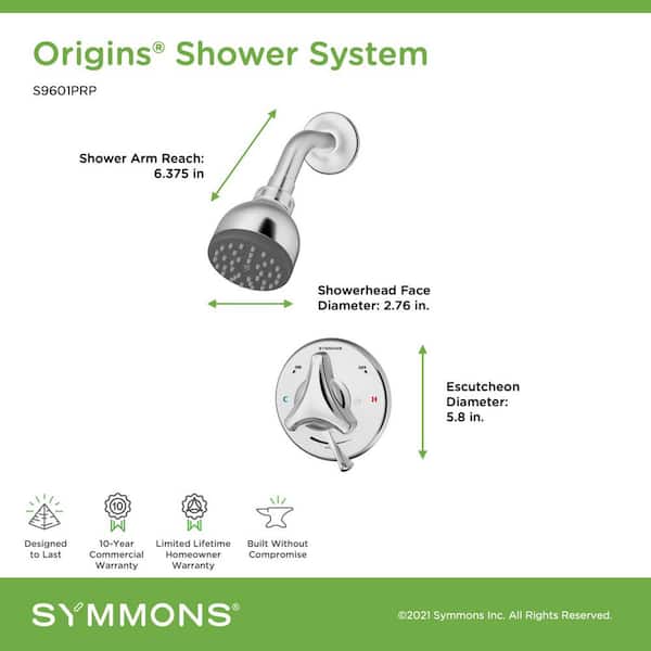 Origins Single-Handle 1-Spray Round Shower Faucet with VersaFlex Integral Diverter in Polished Chrome (Valve Included) Origins Single-Handle 1-Spray Round Shower Faucet with VersaFlex Integral Diverter in Polished Chrome (Valve Included)
