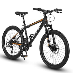 26 in. Mountain Bike, Shimano 21 Speeds with Mechanical Disc Brakes for Adults and Teenagers, Black