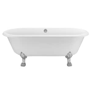 Moray 66 in. x 30 in. Acrylic Flatbottom Freestanding Soaking Non-Whirlpool Bathtub in Glossy White