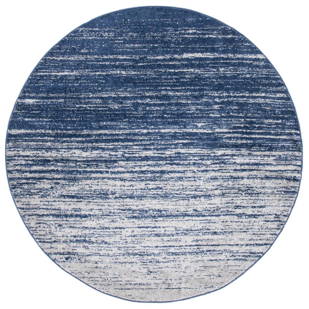 Adirondack Navy/Gray 10 ft. x 10 ft. Solid Color Striped Round Area Rug price history on PriceWatchPro