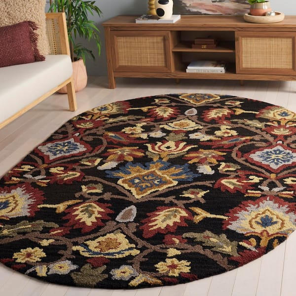 Blossom 5 ft. x 8 ft. Charcoal/Multi Oriental Oval Rug