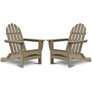 Icon Weathered Wood Recycled Plastic Folding Adirondack Chair (2-Pack)