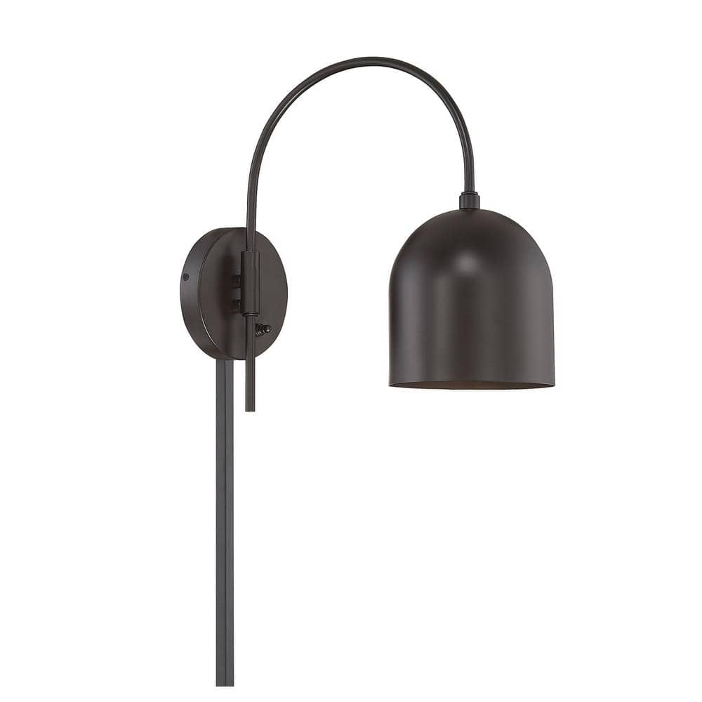 6 in. W x 13 in. H 1-Light Oil Rubbed Bronze Metal Wall Sconce with Adjustable Shade -  Savoy House, M90045ORB