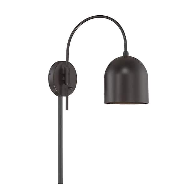 Savoy House 6 in. W x 13 in. H 1-Light Oil Rubbed Bronze Metal Wall Sconce with Adjustable Shade