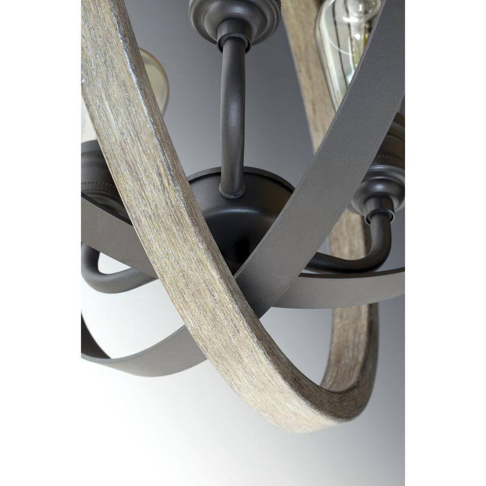 Graphite and Galvanized Steel Mini Pendant Light with Armillary Frame