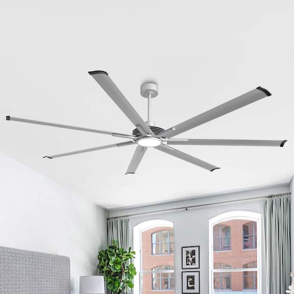 Parrot Uncle 8.4 ft. Indoor/Outdoor Integrated LED Industrial Brushed Nickel Downrod Mount Ceiling Fan with Light and Remote Control