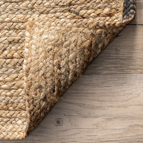 Rustic Farmhouse Braided Jute Rug With Pad