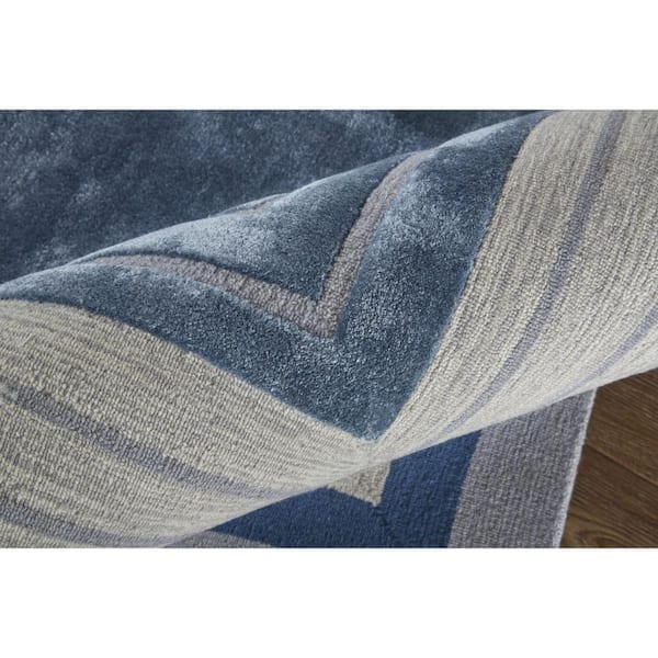 Blue, Gray Striped 12 ft. x 15 ft. Area Rug