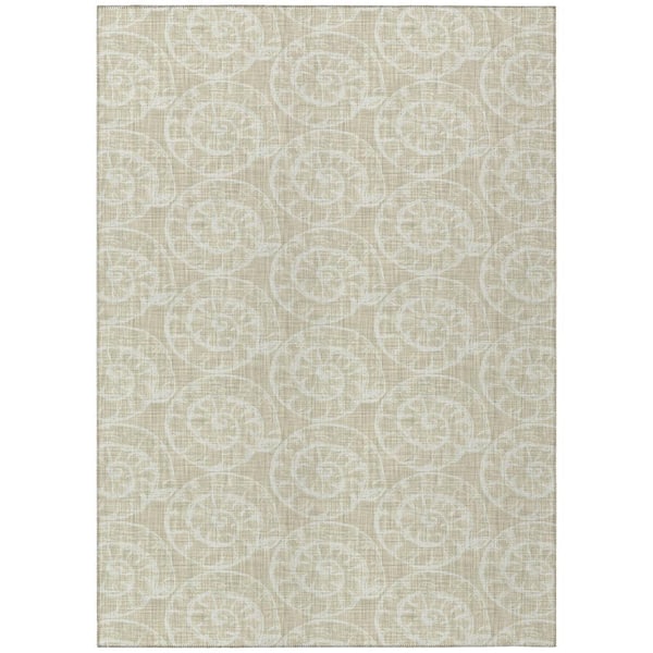 Surfside Beige 5 ft. x 7 ft. 6 in. Geometric Indoor/Outdoor Area Rug