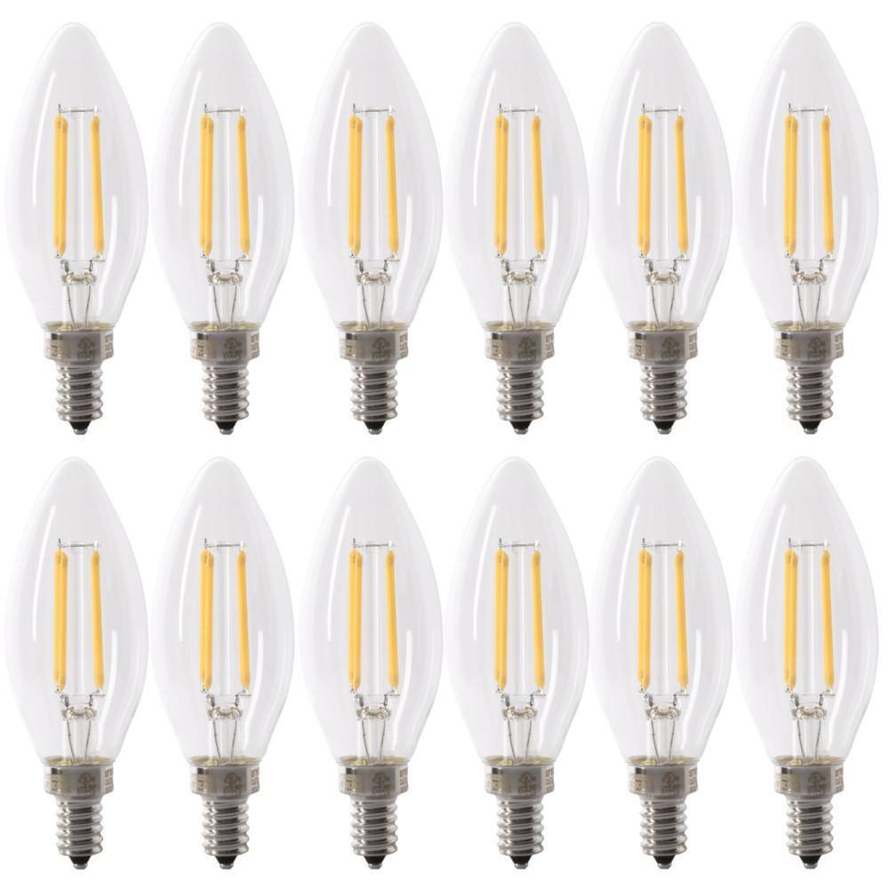 60-Watt Equivalent B10 E12 Candelabra Dimmable CEC Clear Glass Chandelier LED Light Bulb, Daylight 5000K (12-Pack) price history on PriceWatchPro