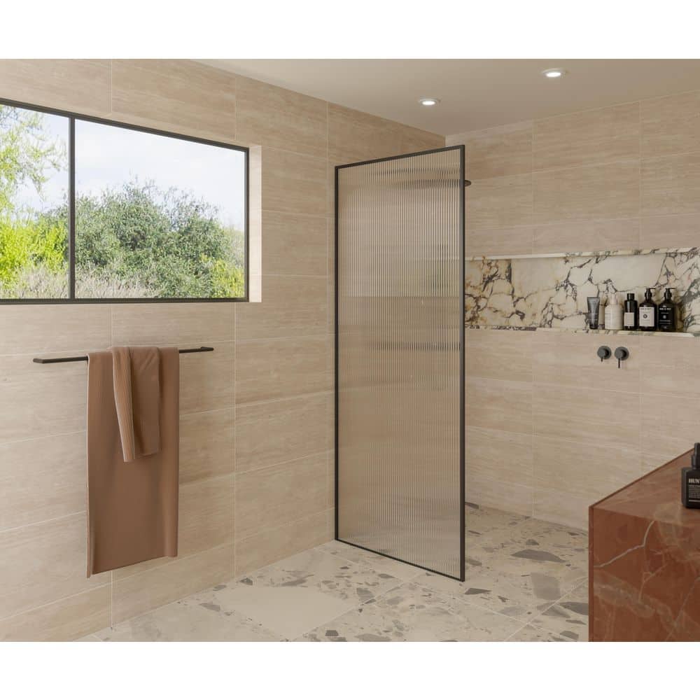 30 in. x 78 in. x .375 in. Framed Shower Door Single Fixed Panel Fluted price history on PriceWatchPro