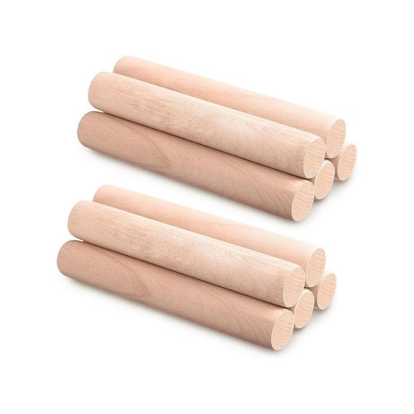 6.3 Inch Zelkova Wood Natural Finish Mini Rolling Pin Kitchen Utensil with Non-Stick Easy Grip 10-Pack